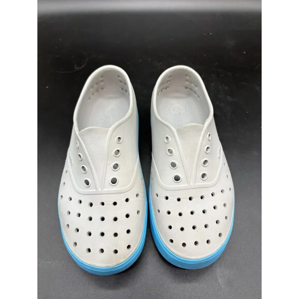 Native Shoes Miller Junior Size 3 Light Gray Aqua Blue Slip On Water Shoes